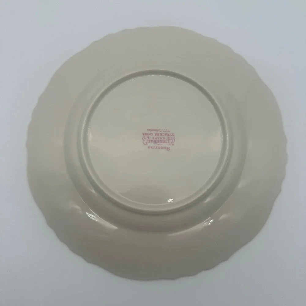 4 Syracuse China Suzanne Federal Shape Salad Plates Gold Rim Set of